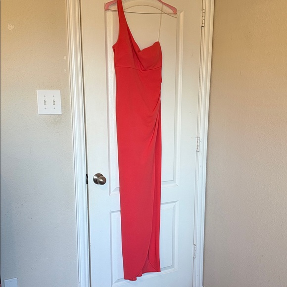 Emerald Sundae Dresses & Skirts - Elegant Coral One-Shoulder Dress